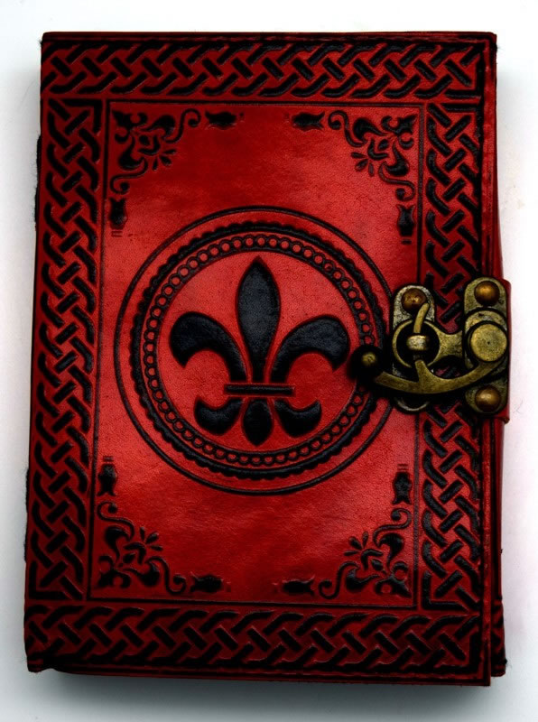 5 x 7 inch Fluer De Lis 2 color Leather Embossed Journal